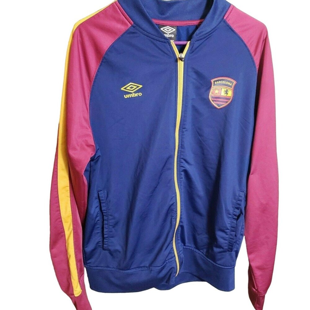 Barcelona Umbro Mens Jacket Blue Red Sz Large Soccer Football Full Zip Polyester